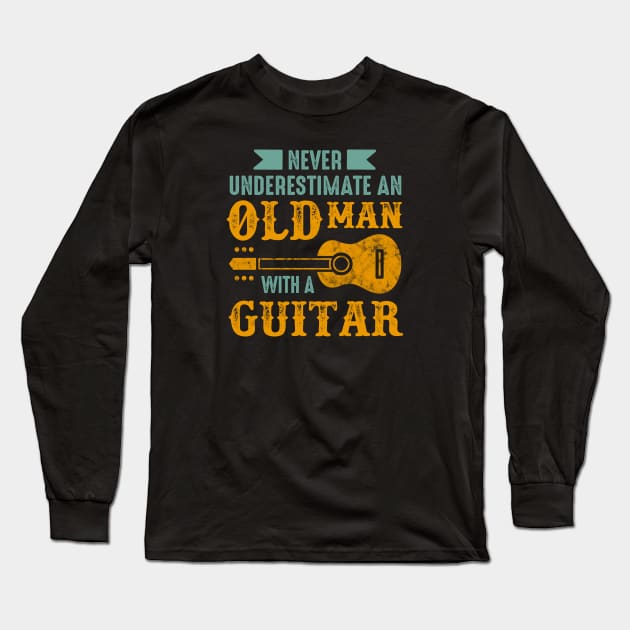 Old man with a guitar Long Sleeve T-Shirt by OutfittersAve